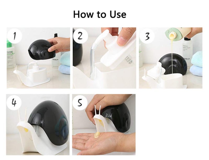 TabEnter Cute Snail Soap Dispenser for Kitchen Bathroom etc. (120ML) (White) - Image 3